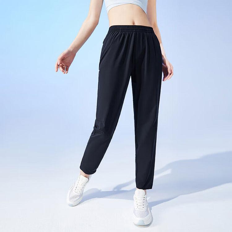 Anta Беговая серия Тканые Быстросохнущие Дышащие Спортивные Брюки Женские брюки Черные 962325503-1