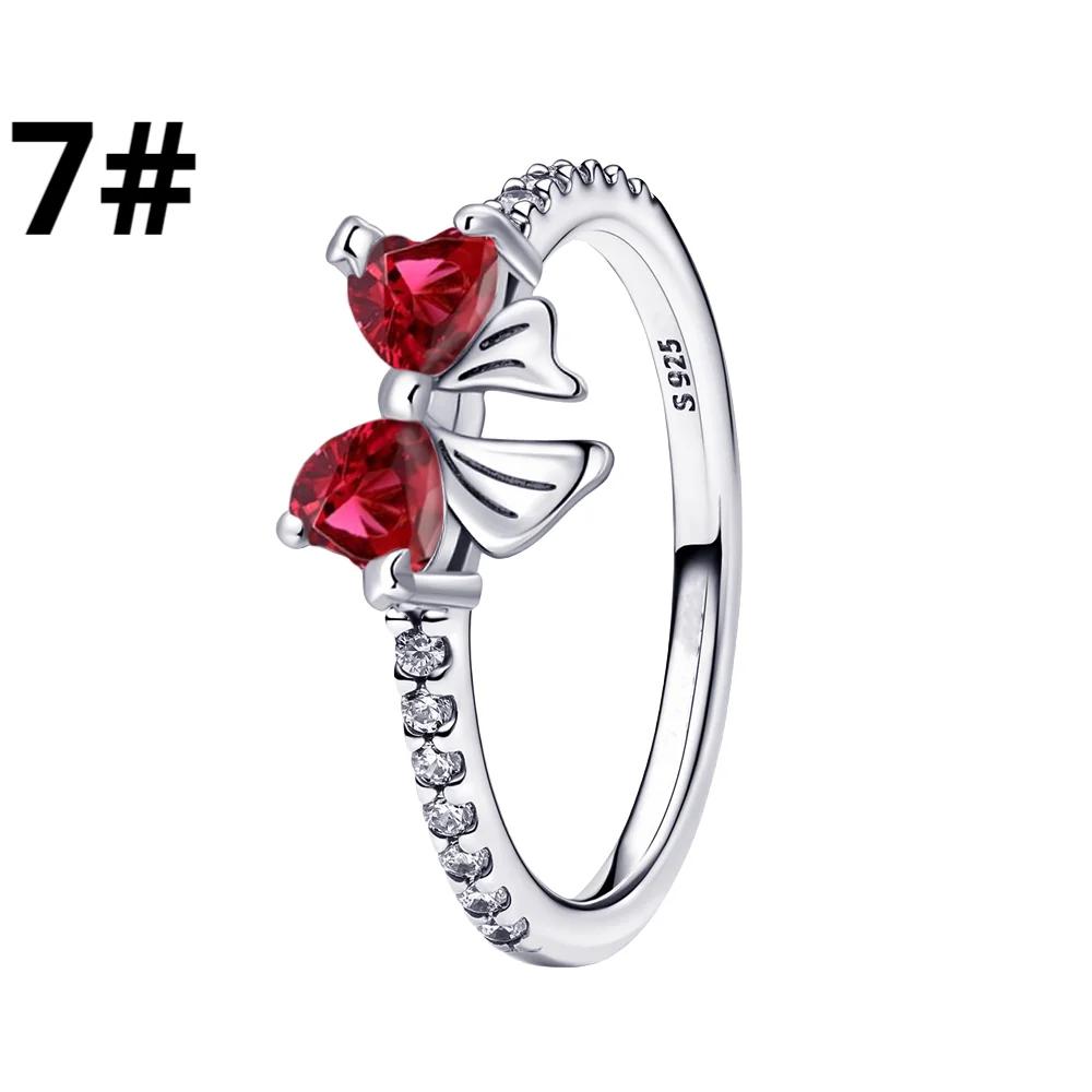 925 Silver Charms Colorful Bow Set Earrings Ring Beads Pendant for Women Bracelets Necklaces DIY Jewelry Gift