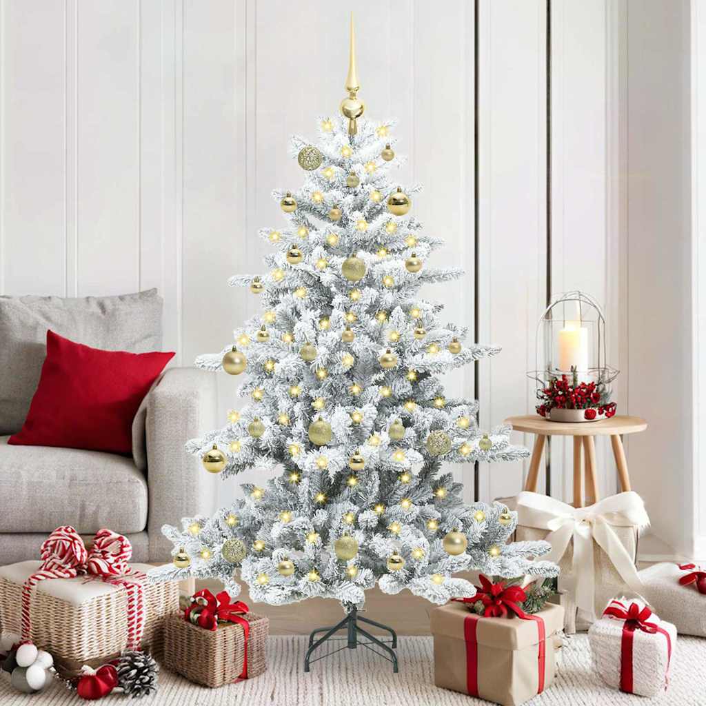 Artificial Foldable Christmas Tree White 150 cm PVC and Steel
