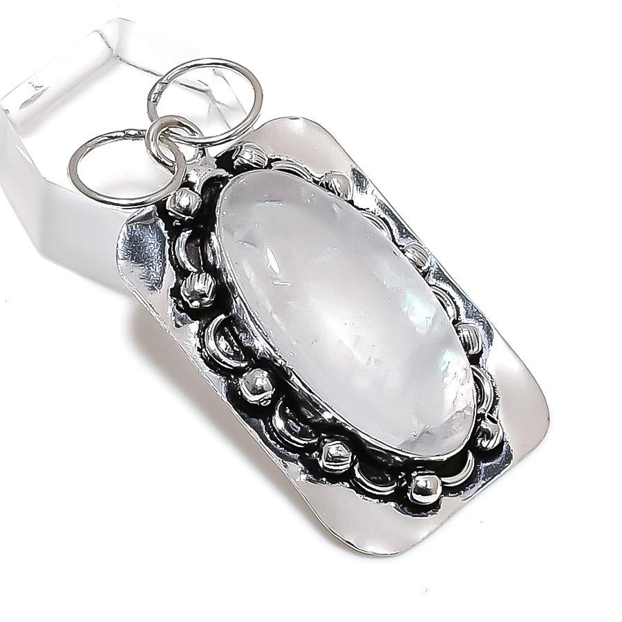 Селенит Драгоценный камень Ручной работы Серебро 925 пробы Подарок Ювелирное изделие Подвеска 2,09" W8W40