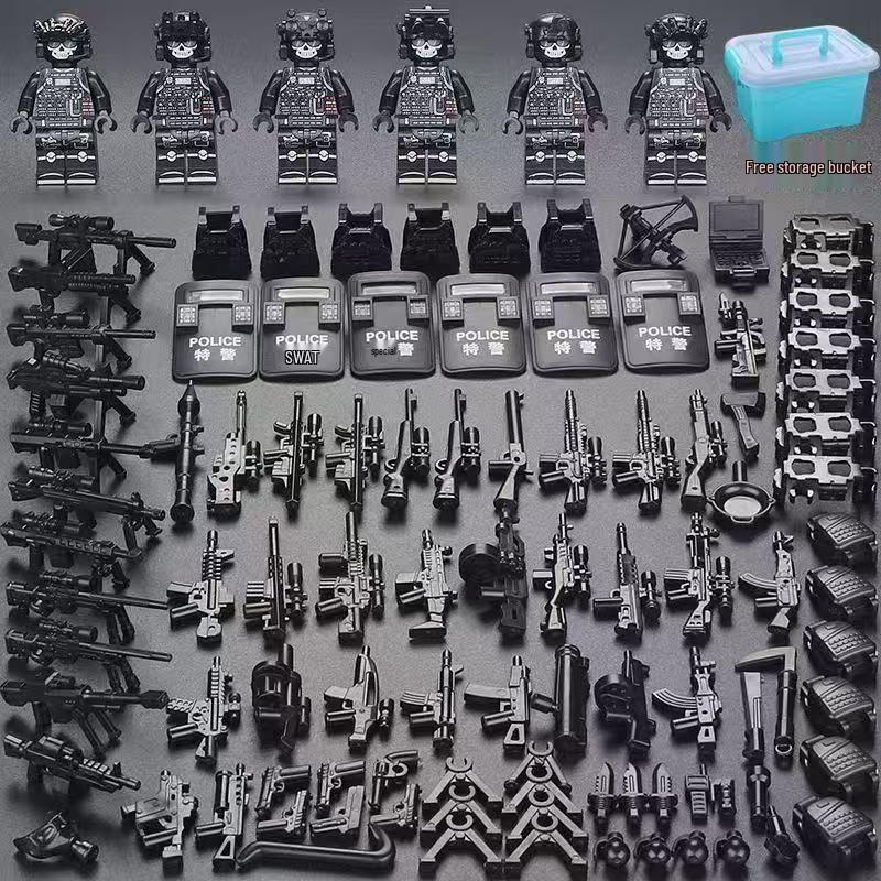LEGO-Compatible Ghost Police Special Forces Desert Minifigure Building Blocks Educational Toy for Kids