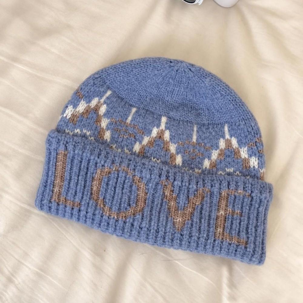 Polyester Slouchy Beanie Knitted Hat Face Slimming Warm Thick Winter Hat For Women