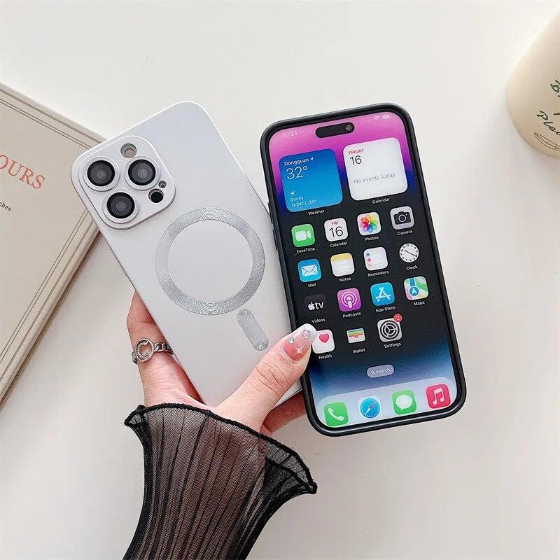 Модный продвинутый магнитный чехол Magsafe с беспроводной зарядкой для IPhone 14 11 13 12 Pro Max 14 Plus, стеклянный защитный чехол для объектива