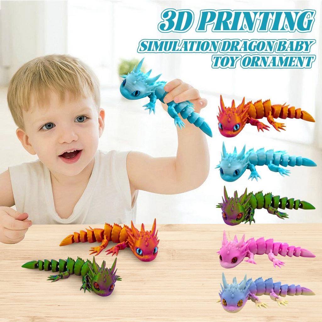 3D Printed Dragon Baby With Simulated Eye Decoration