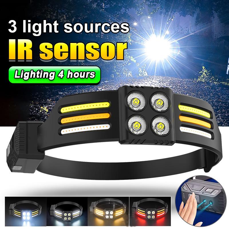 1шт 8000LM индукционный налобный фонарь COB светодиодный датчик налобный фонарь со встроенным аккумулятором USB перезаряжаемый налобный фонарь