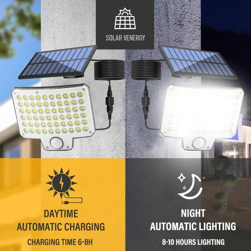 1/2/4шт 240 светодиодов настенный светильник на солнечной батарее с датчиком положения тела с тремя режимами освещения IP65 раздельное крепление пульт дистанционного управления и поворотный