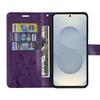 Coque pour Samsung Galaxy S25 Plus (S25+) - BOOLING - Synthécuir Relief Floral Violet Foncé
