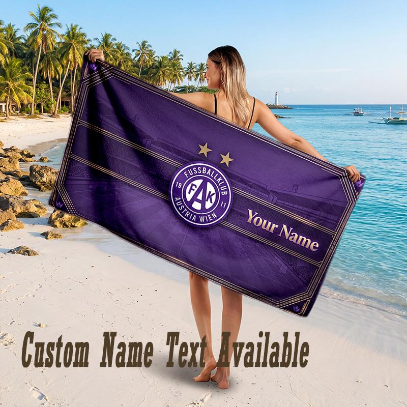 Austria Wien FC Design Beach Towel Custom Text Large Towel for Beach Vacation