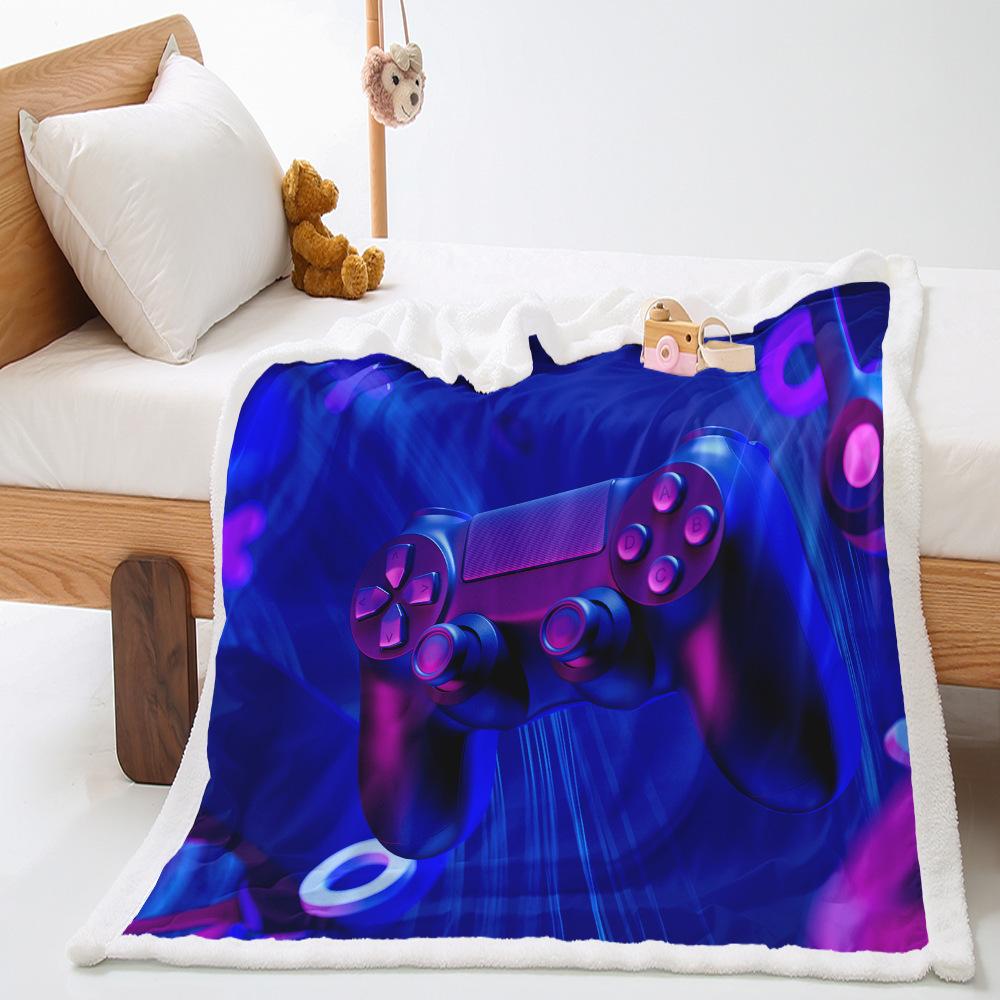 Game console model 2D digital printing thickened lamb wool crystal fleece blanket one piece