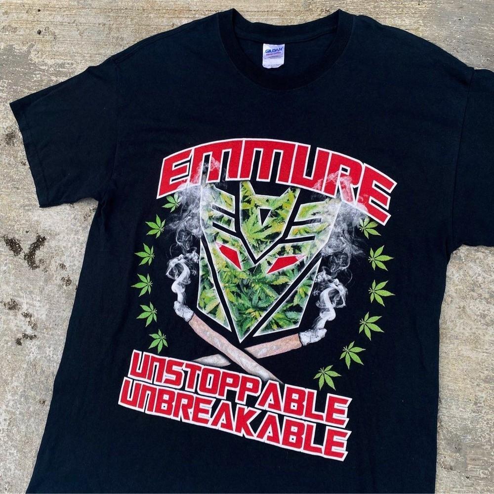 Футболка Emmure Band X Transformers Винтажная Промо-футболка PA062 БЕСПЛАТНАЯ ДОСТАВКА Унисекс Футболка