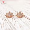 Женские серьги-гвоздики в форме цветка розового золота с белым фианитом, нежные серьги для девочек, подарок, модные украшения