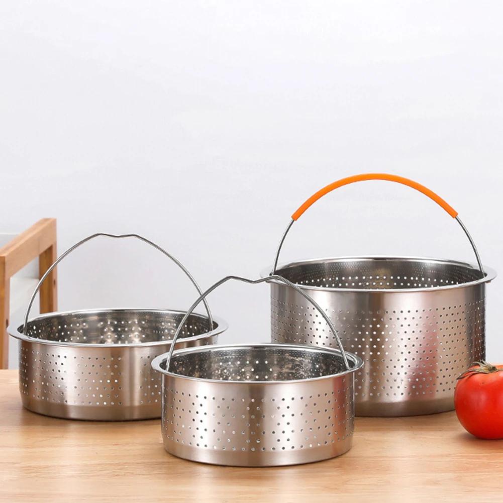 Корзина для пароварки из нержавеющей стали, аксессуары для скороварки с силиконовой ручкой, пароварка для риса