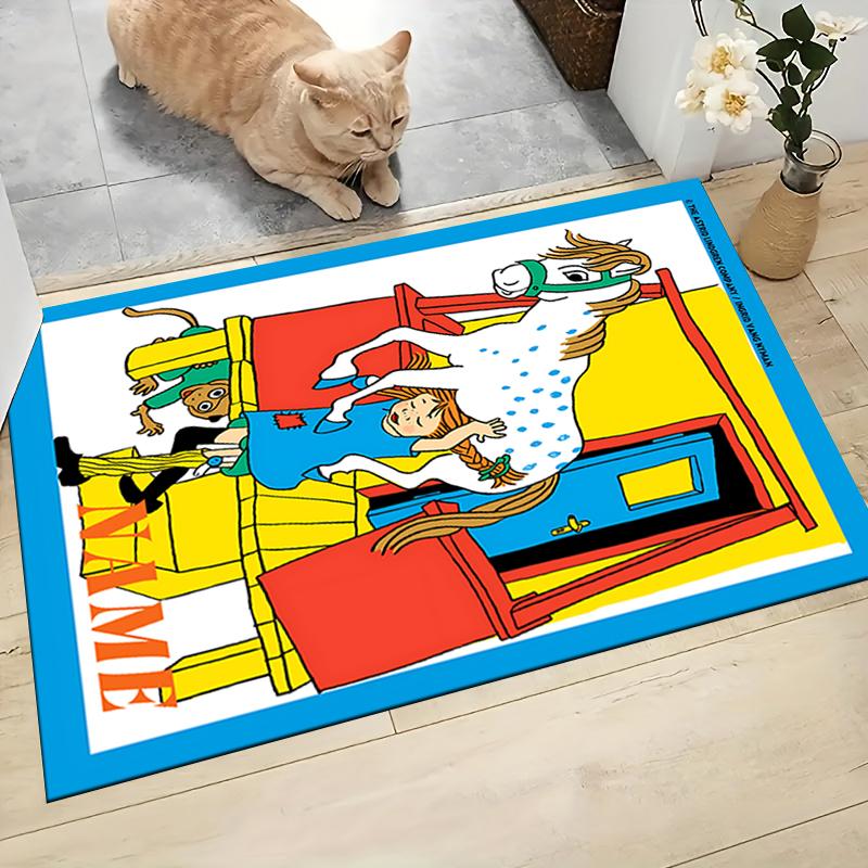 Custom Name Pippi Adventures Carpet Rug Customizable Soft Washable Anti-Slip Home Living Room Sofa Mats Personalized Rug. 0909321