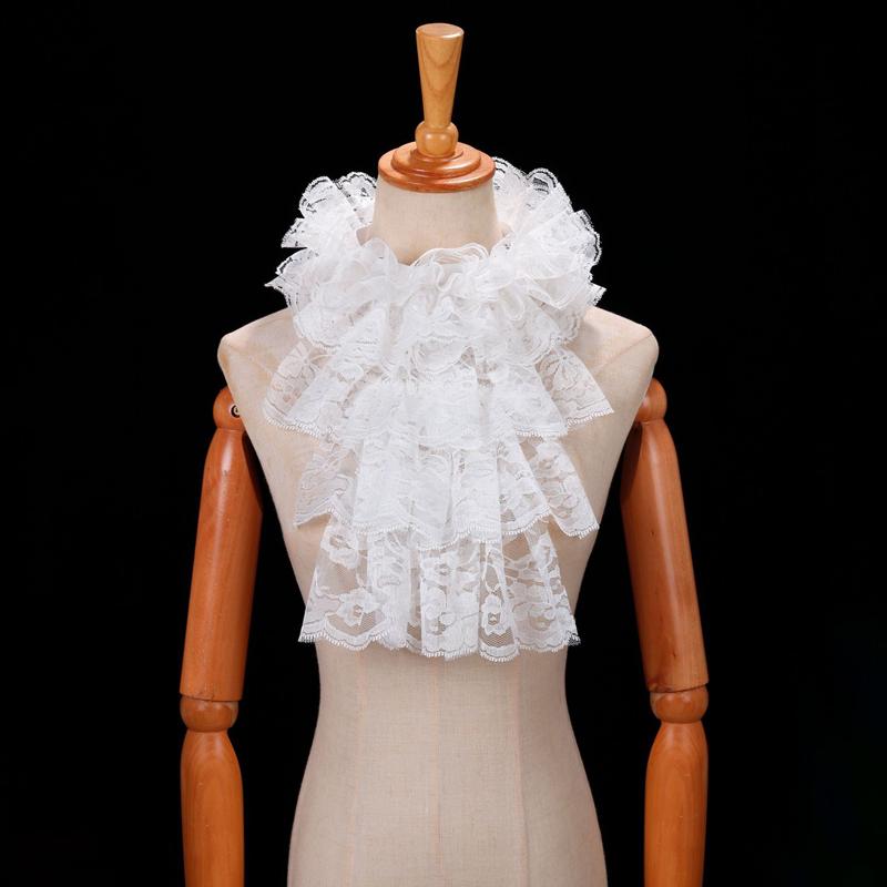 Lace Court Lapel Vintage Fake Collar Ruff Tulle Scarf Cosplay Accessory Dress Layered Ruffled Detachable Mesh Collar Shawl