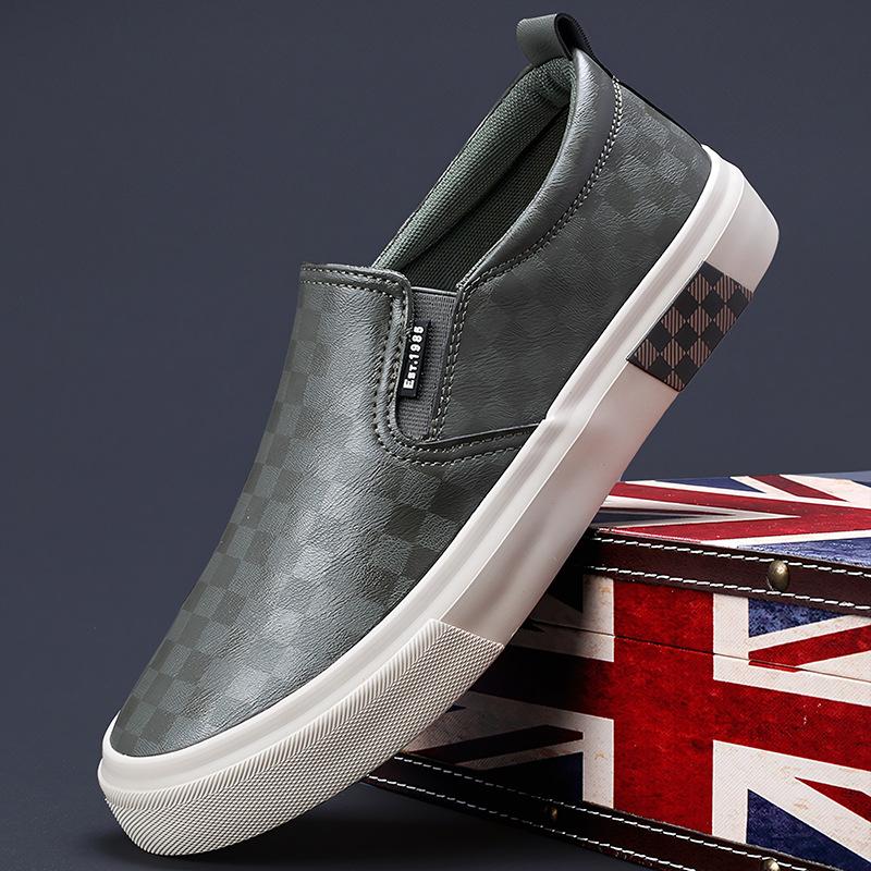 New Spring Men's Shoes Korean Style Versatile and Casual Men's Leather Shoes Niche Flat Sole Low Top One Foot Shoe