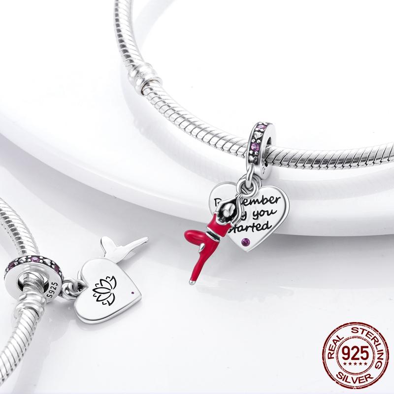 Sport Love Dangle Charm Fit Bracelet Necklace 925 Sterling Silver Skate Shoes Football Beads Pendant 925 Silver Original Jewelry