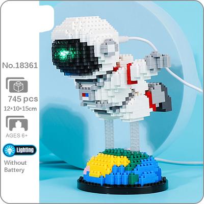 18361 Космический Астронавт Космонавт Fly Earth Star Светодиодная Модель Мини Алмазные Блоки Кирпичи Строительная Игрушка для Детей без Коробки