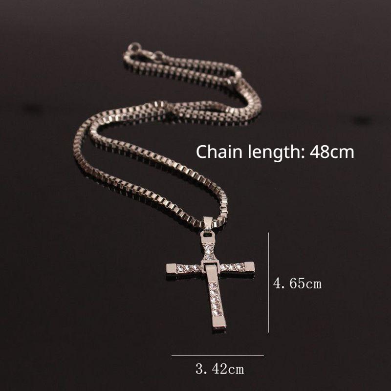 Inlaid Zirconia Cross Necklace For Men, Trendy And Personalized Fashion Accessory Gift