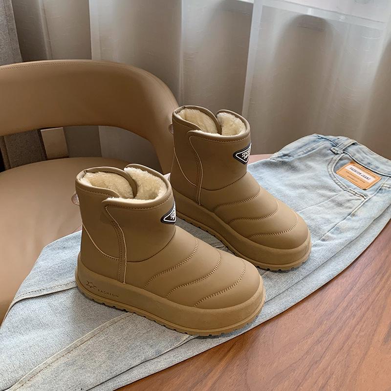 Женские зимние бархатные высокие зимние ботинки 2024 года — теплая, стильная повседневная обувь в корейском стиле (Модель КТ2822)