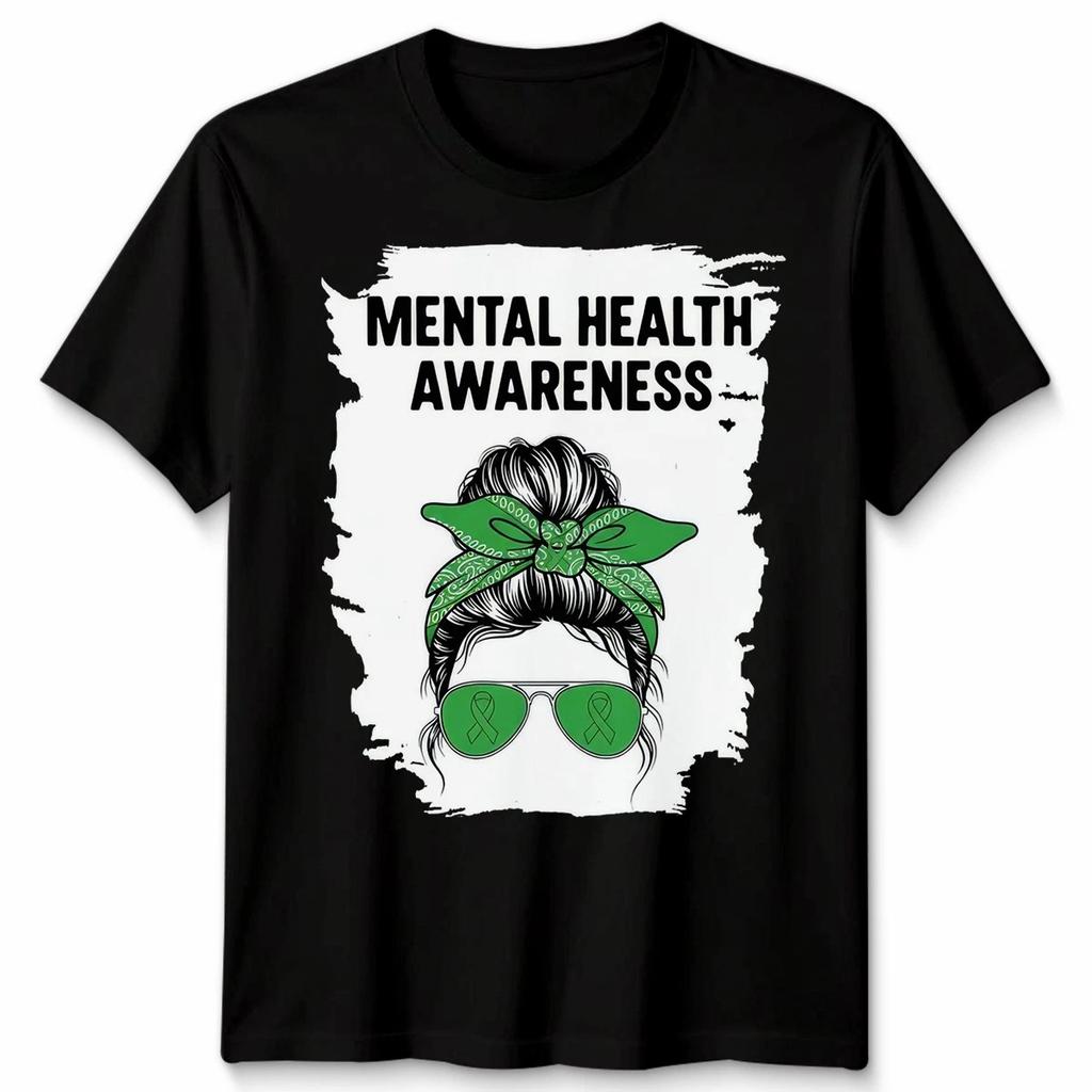 Унисекс футболка с пучком, 'Mental Health Matters' (Психическое здоровье имеет значение), Зеленая лента