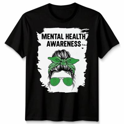 Унисекс футболка с пучком, 'Mental Health Matters' (Психическое здоровье имеет значение), Зеленая лента