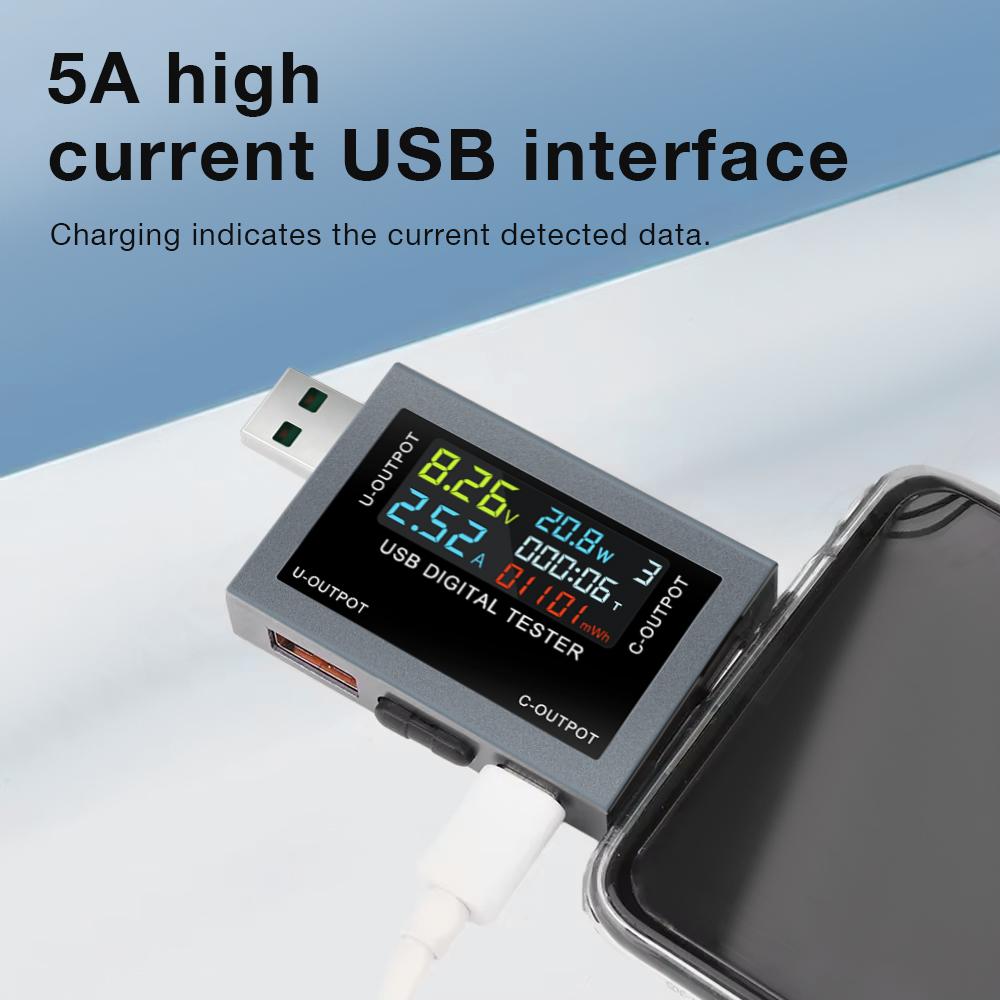 Type-C USB Tester Voltmeter Ammeter DC4.5~50V Digital Voltage Current Power Meter Cell Phone Charging Battery Capacity Detector