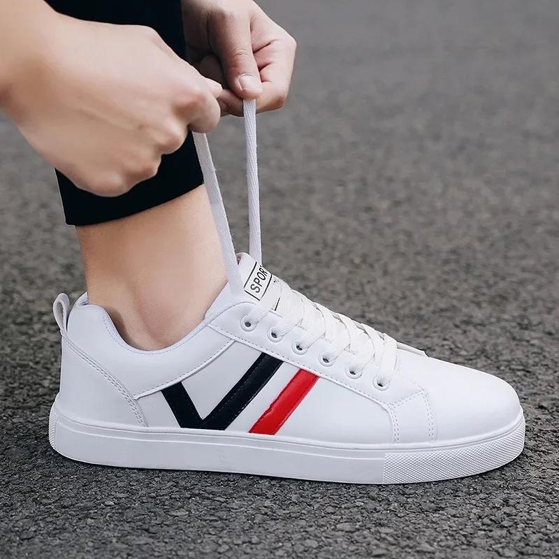 Модные кроссовки для мужчин, легкие повседневные туфли из искусственной кожи, на шнуровке, вулканизированные туфли для прогулок на открытом воздухе, недорогие мужские туфли Zapatillas Hombre