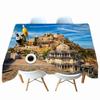 Ancient Castle Building And Fountain Pattern Tablecloth Thicken Cotton Rectangular Round Table Cloth For Wedding Picnic Party