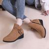 Women's Shoes 2024 Plus Size Ankle Women's Boots Outdoor Modern Boots Women Bow Tie Round Toe Side Zip Wedges Female Shoes