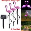 New 3 Pcs/set Waterproof LED Solar Lawn Lighting Flamingo Pattern White Light for Outdoor Garden