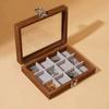 Стеклянная крышка Деревянная шкатулка для украшений Бархатный лоток для демонстрации ювелирных изделий Футляр для колец Органайзер для ювелирных изделий Женский подарок