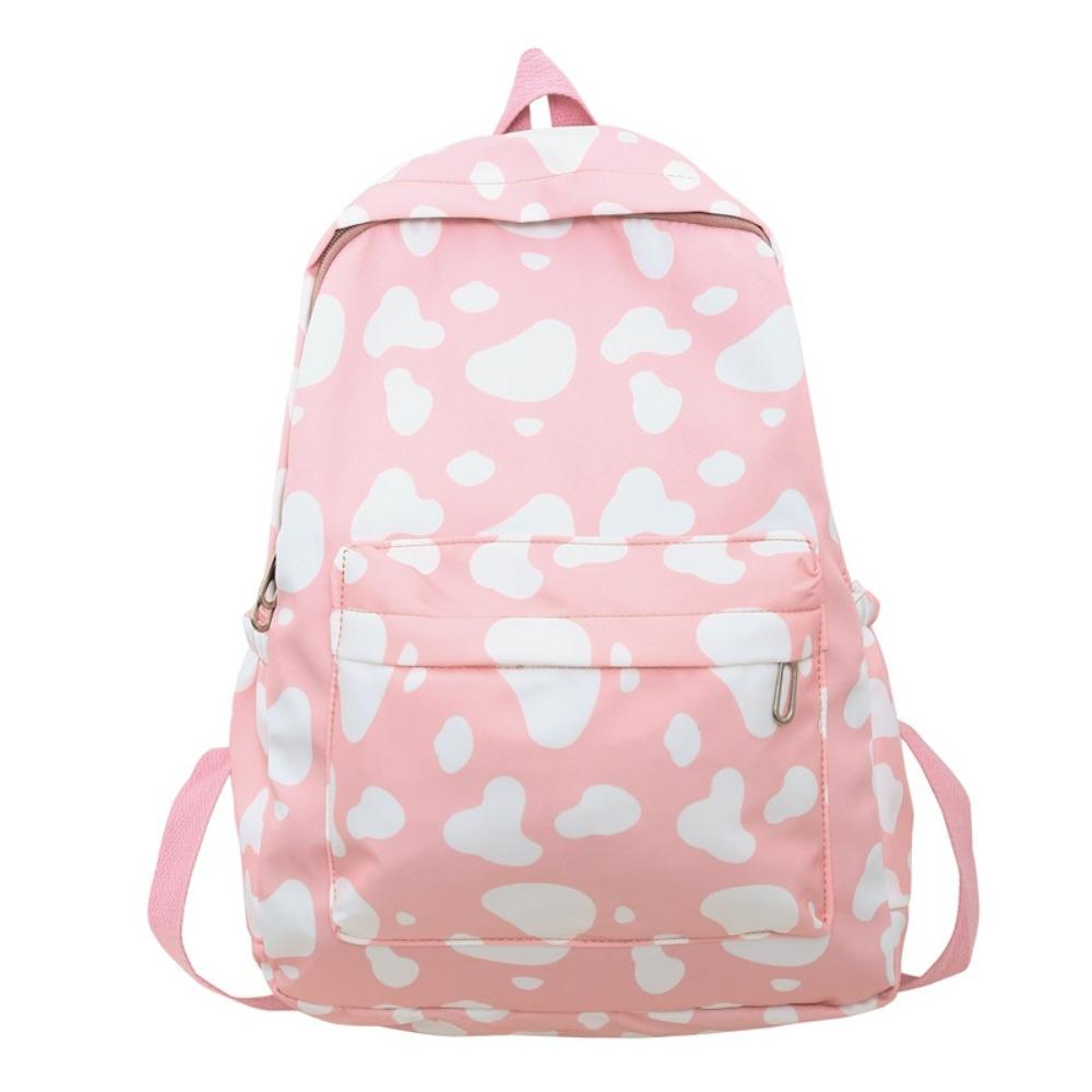 Portable Cow Pattern Student Backpack Nylon Large Capacity Teenage Bookbag Wear Resistant Travel Backpack Students