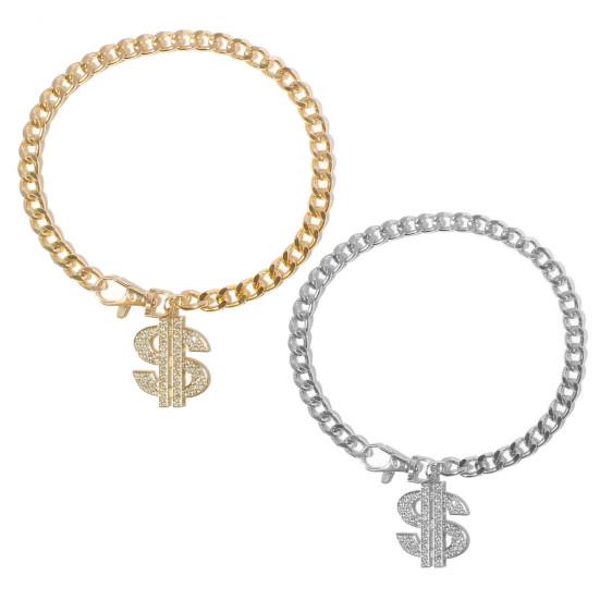 Ожерелье для домашних животных, подвеска в виде доллара, декоративный антивыцветающий модный ошейник-цепочка на шею для собак