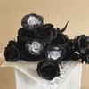 Fake Flower Black Silk Artificial Rose Flower Halloween Gothic Dark Flowers For Wedding Home Party Decor Simulation Flowers