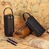 Crazy Horse Leather Handbag Handbag Multifunctional Leather Double Zipper Pencil Case Storage Bag Creative Leather Goods