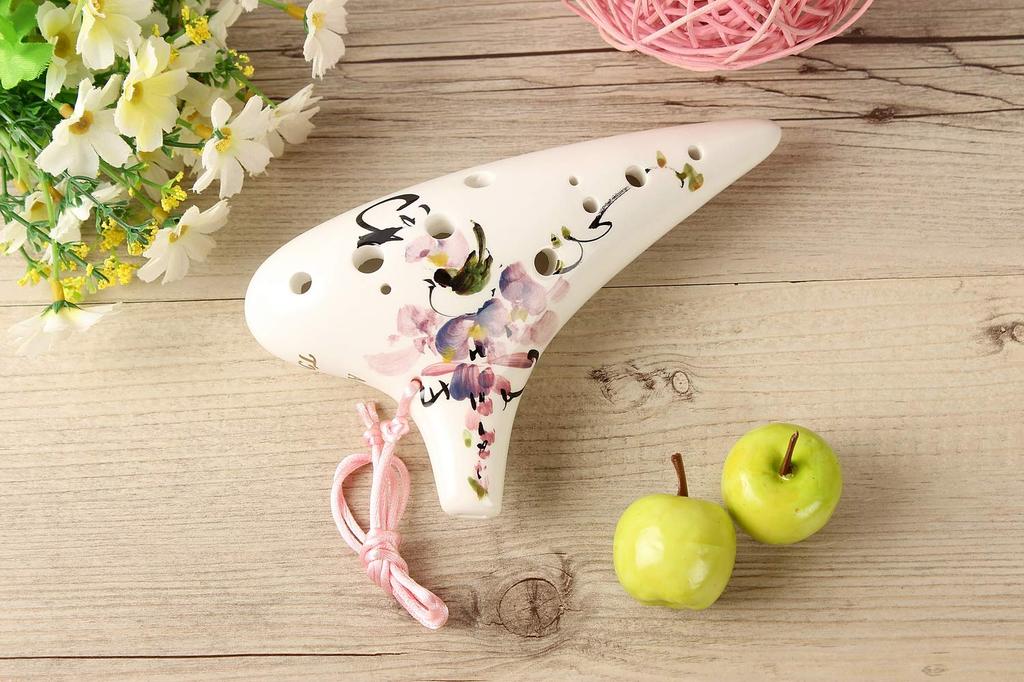 TNG Ocarina Single 12 отверстий Alto C Key Ocarina Высококачественный духовой духовой инструмент Сделано в Тайване AC Color Fuji Wisteria (Глазурь Цветок)