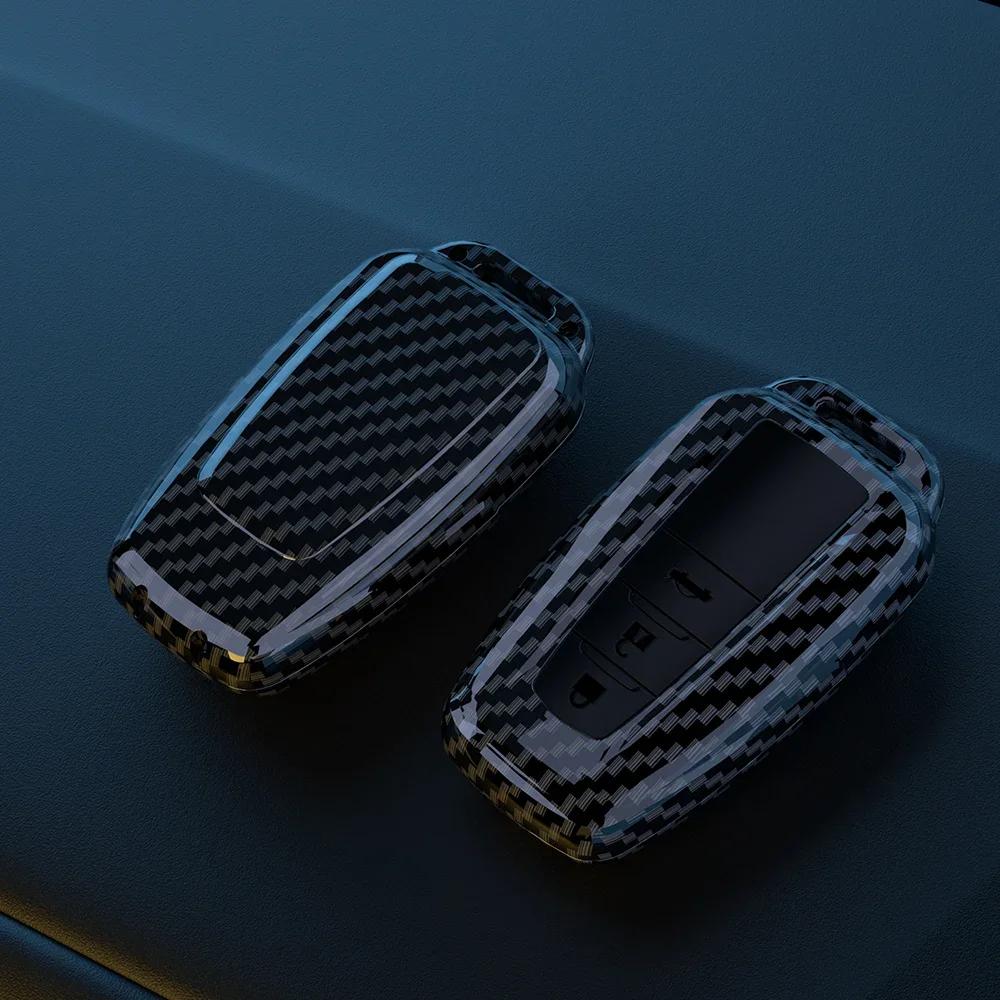 ABS Carbon Fiber Car Key Case Cover For Toyota Prius Camry Corolla CHR C-HR RAV4 Land Cruiser Prado Protector Shell Accessories