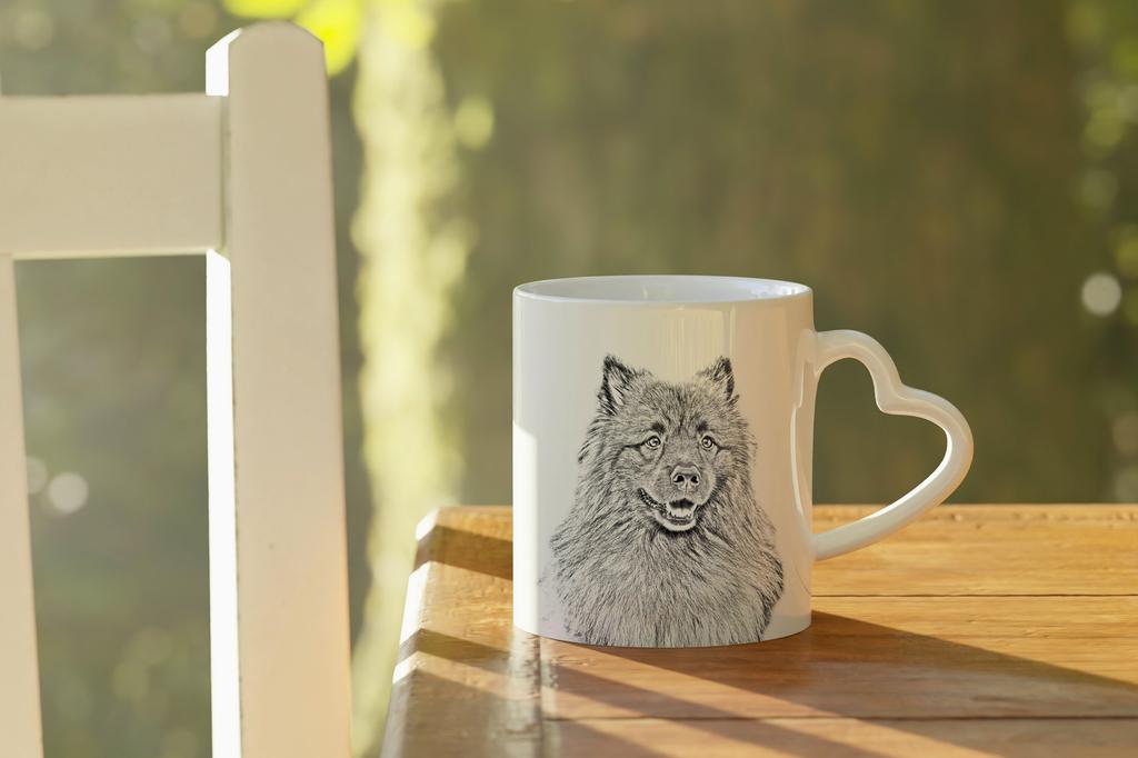 Keeshond, Dutch Barge Dog, Smiling Dutchman, - cup with a dog, adorable cup with a heart-shaped handle, universal gift from the Art-Dog brand