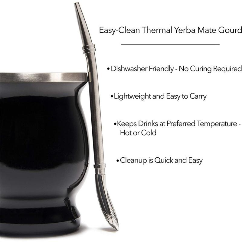 Yerba Mate Gourd Set Double-Wall Stainless Steel Mate Tea Cup And Bombilla Set