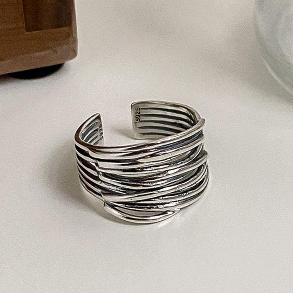 925 Sterling Silver Unique Ring For Women Jewelry Finger Adjustable Vintage Layered Ring For Party Birthday Gift