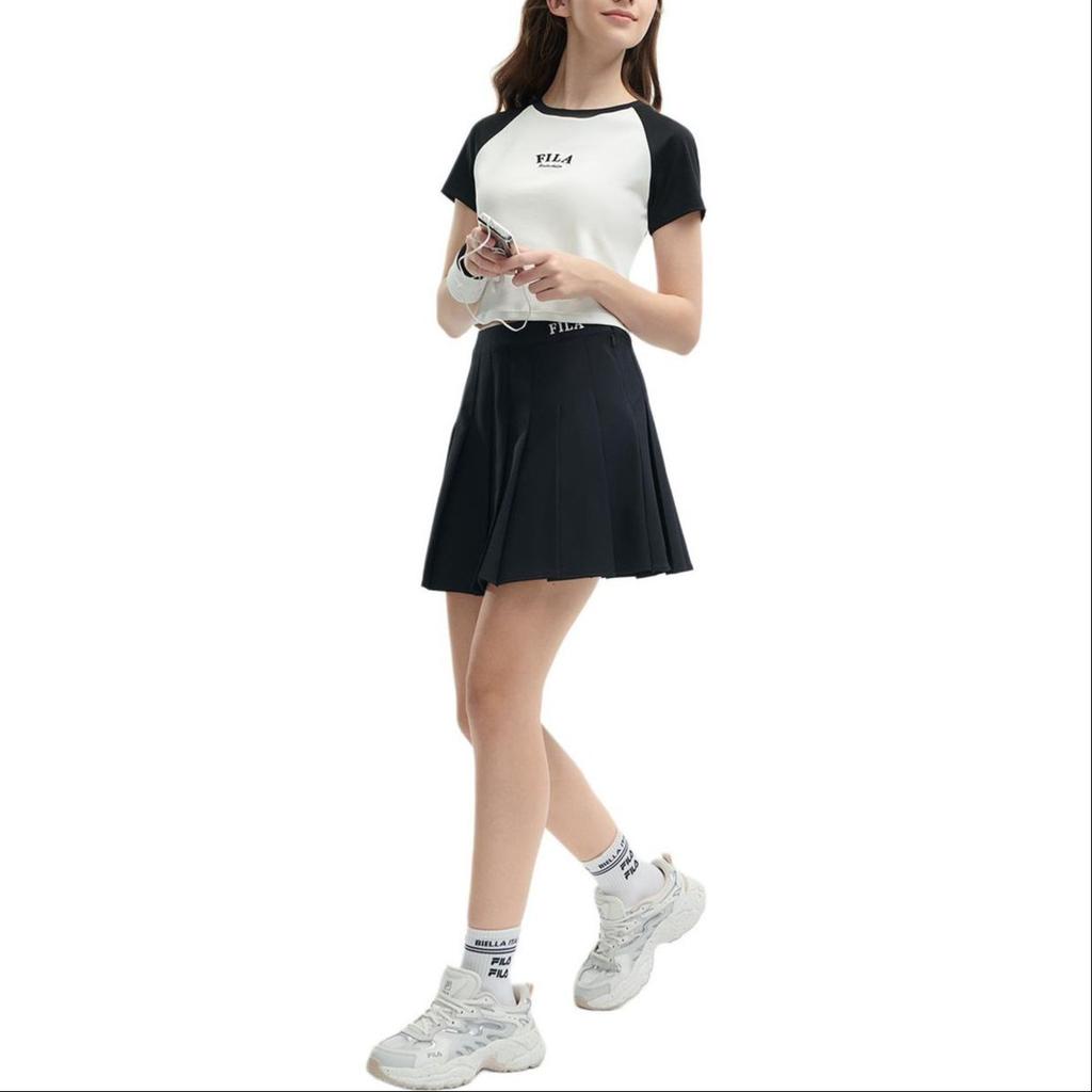 Fila Ледяной шелк Защита от солнца Удобная Повседневная Футболка с круглым вырезом и коротким рукавом реглан Женские топы Черный F51W429101F-BK
