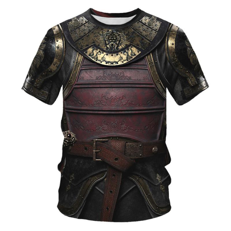 Medieval Armor 3D Printed Viking Cosplay Men's Summer Vintage Crewneck Short Sleeve Hip Hop Kids Street Funny Casual T-shirt Top