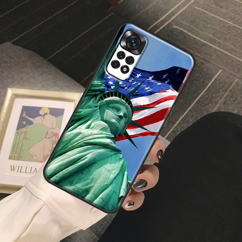 America Flag Statue of Liberty Funda For Xiaomi Redmi Note 14 13 Pro 9 10 11 12 Pro 10S 11S 12S Redmi 14C 13C 10C 12C Case