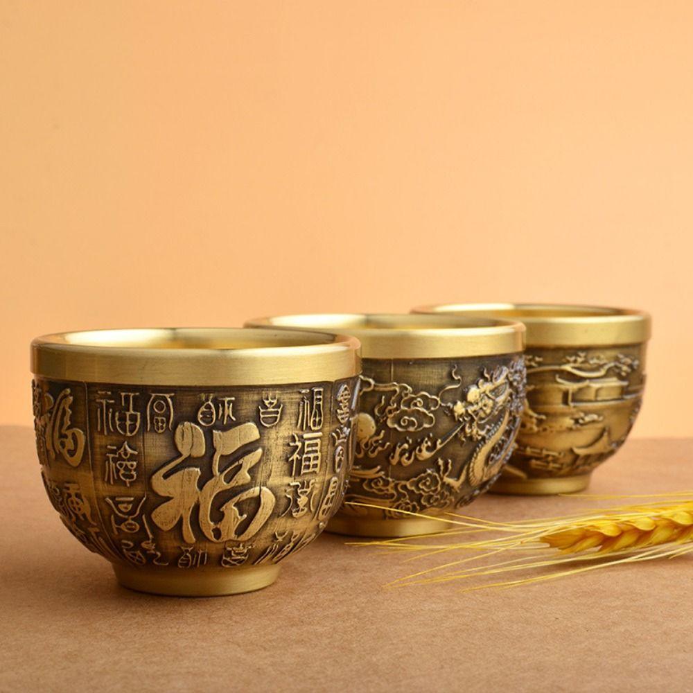Good Luck Brass Drinking Cup Traditional Brass Feng Shui Bowl Living Room