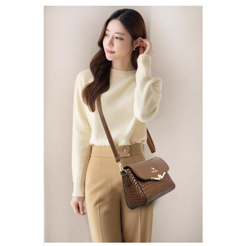 2024 Новая тканая сумка для мамы, женская сумка на одно плечо, женская универсальная модная маленькая сумка с диагональной перекладиной, цельная сумка для доставки