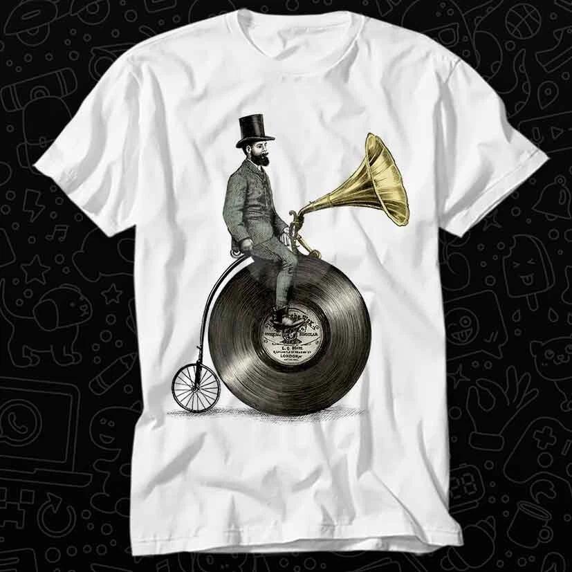 Music Unisex Farthing Gramophone Bike T Shirt 192