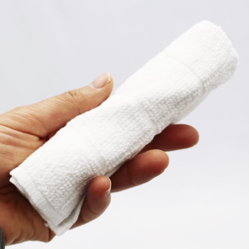 Накамура Осибори (Клетчатые полотенца), Коммерческое использование, Упаковка из 10 штук, 100% хлопок, Белый, 28 x 28 см