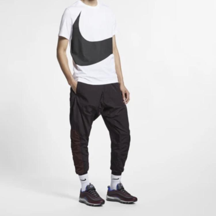 Nike Спортивная футболка с большой галочкой, мужские топы, белые AR5192-103