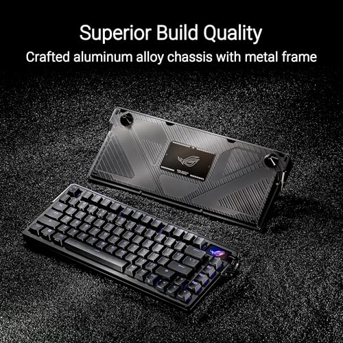 ASUS ROG Azoth Extreme Gaming Keyboard, 75% Layout, Hot-Swap Support, 3-Layer Silencing Design, OLED Touchscreen + 3-Way Knob, Aluminum Alloy Case
