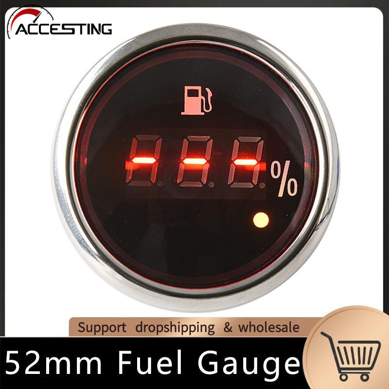 52mm Digital Fuel Level Gauge LCD Waterproof 0~190 ohm Oil Meter For Marine Car Boat Motorcycle Fuel Indicator